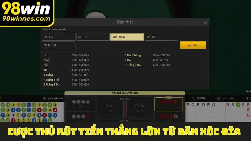 Cược thủ rút tiền thắng lớn từ bàn Xóc Đĩa