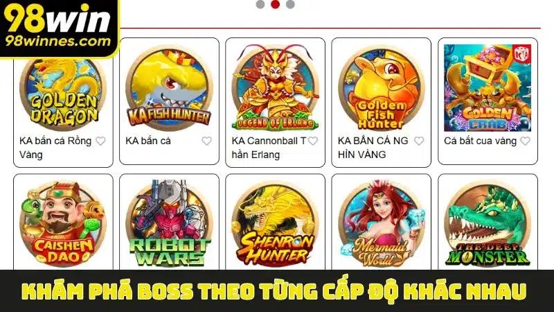 Khám phá Boss theo từng cấp độ khác nhau